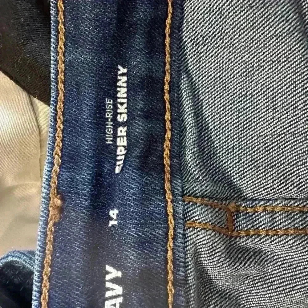 Old Navy Women's High Rise Skinny Dark Blue Jeans - Picture 4 of 5
